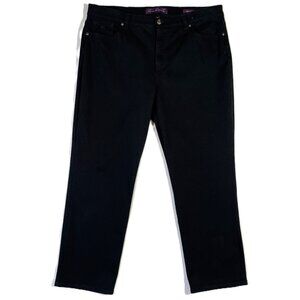 Gloria Vanderbilt Amanda Jeans Black Straight Leg Denim Stretch Size 18P / Short
